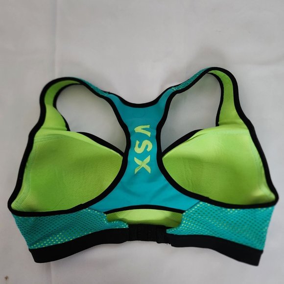 Victoria's Secret Women's Activewear Auqa Teal/Lime Green VSX Sports Bra Sz 34D - Picture 4 of 9